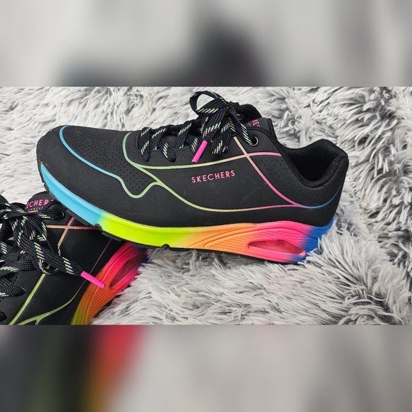 Skechers Women's Black Multicolor Sneakers - Picture 2 of 7